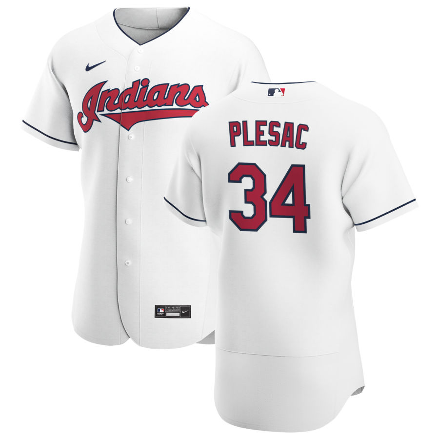 Cleveland Indians #34 Zach Plesac Men's Nike White Home 2020 Authentic Team MLB Jersey Cleveland Indians #34 Zach Plesac Men's Nike White Home 2020 Authentic Team MLB Jersey