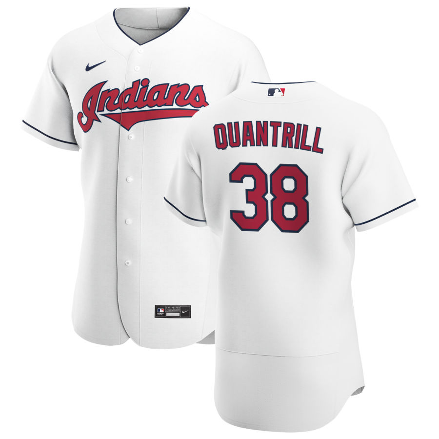 Cleveland Indians #38 Cal Quantrill Men's Nike White Home 2020 Authentic Team MLB Jersey Cleveland Indians #38 Cal Quantrill Men's Nike White Home 2020 Authentic Team MLB Jersey