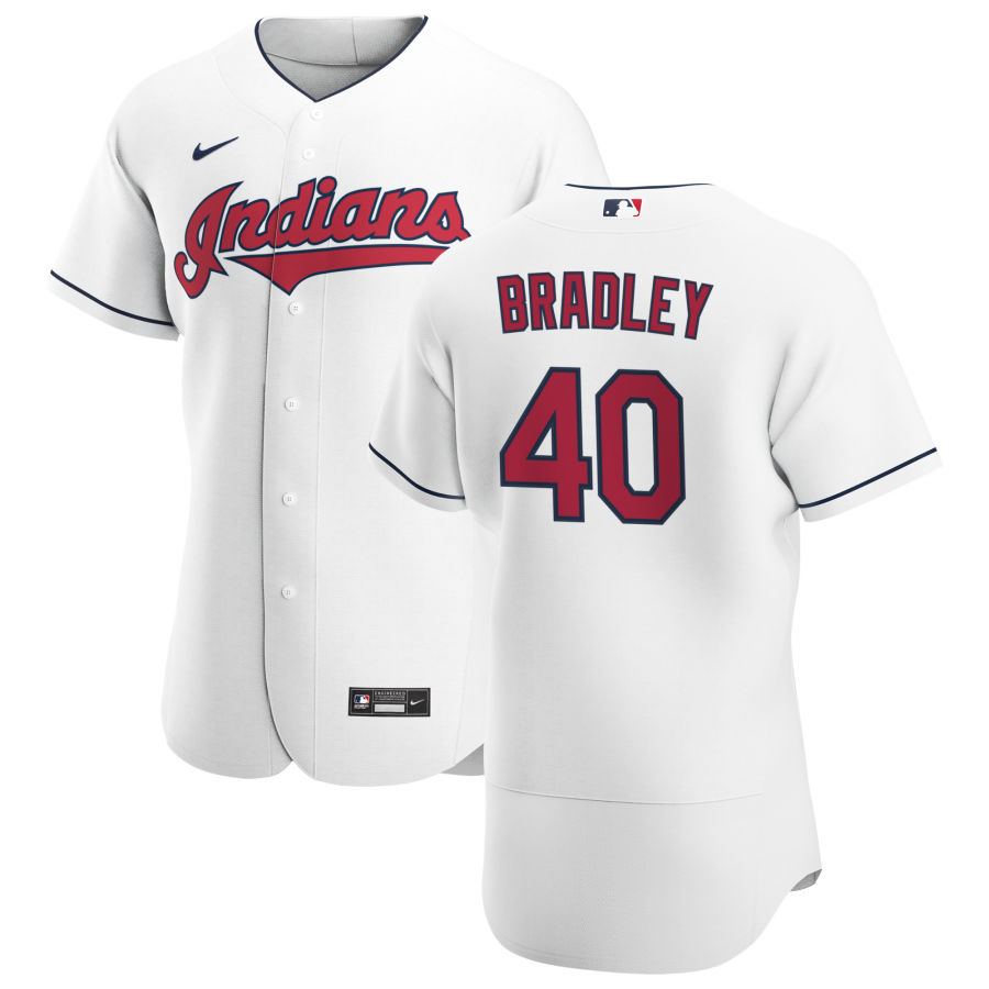 Cleveland Indians #40 Bobby Bradley Men's Nike White Home 2020 Authentic Team MLB Jersey Cleveland Indians #40 Bobby Bradley Men's Nike White Home 2020 Authentic Team MLB Jersey