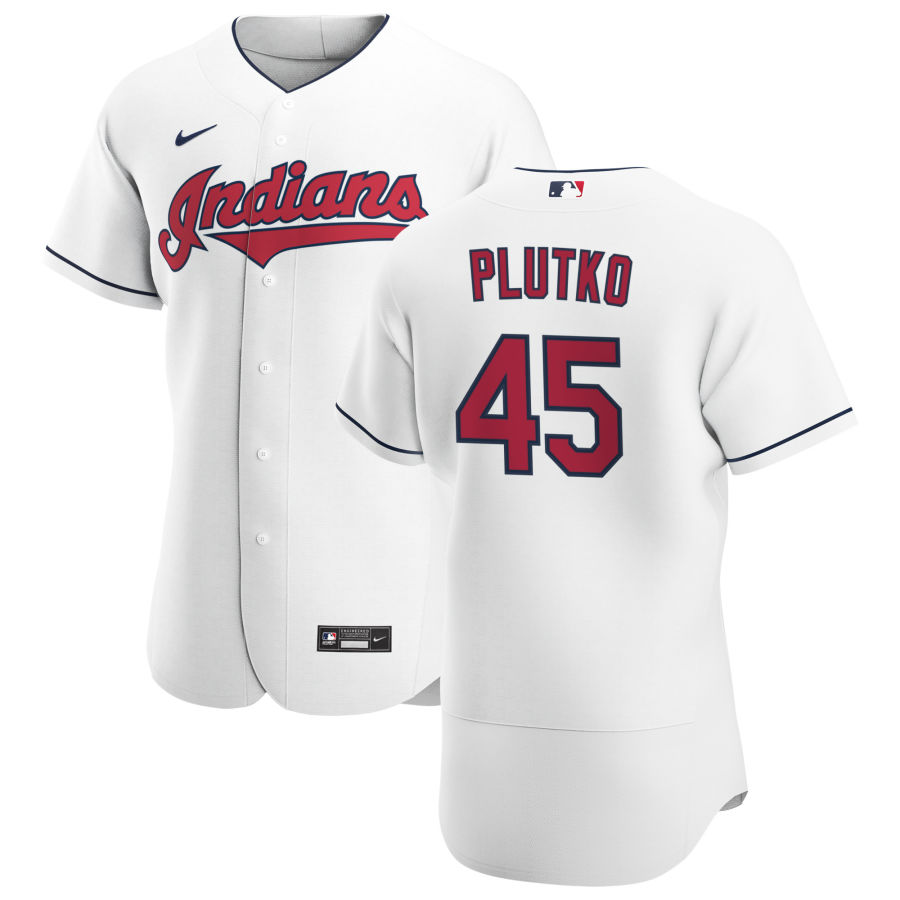 Cleveland Indians #45 Adam Plutko Men's Nike White Home 2020 Authentic Team MLB Jersey Cleveland Indians #45 Adam Plutko Men's Nike White Home 2020 Authentic Team MLB Jersey