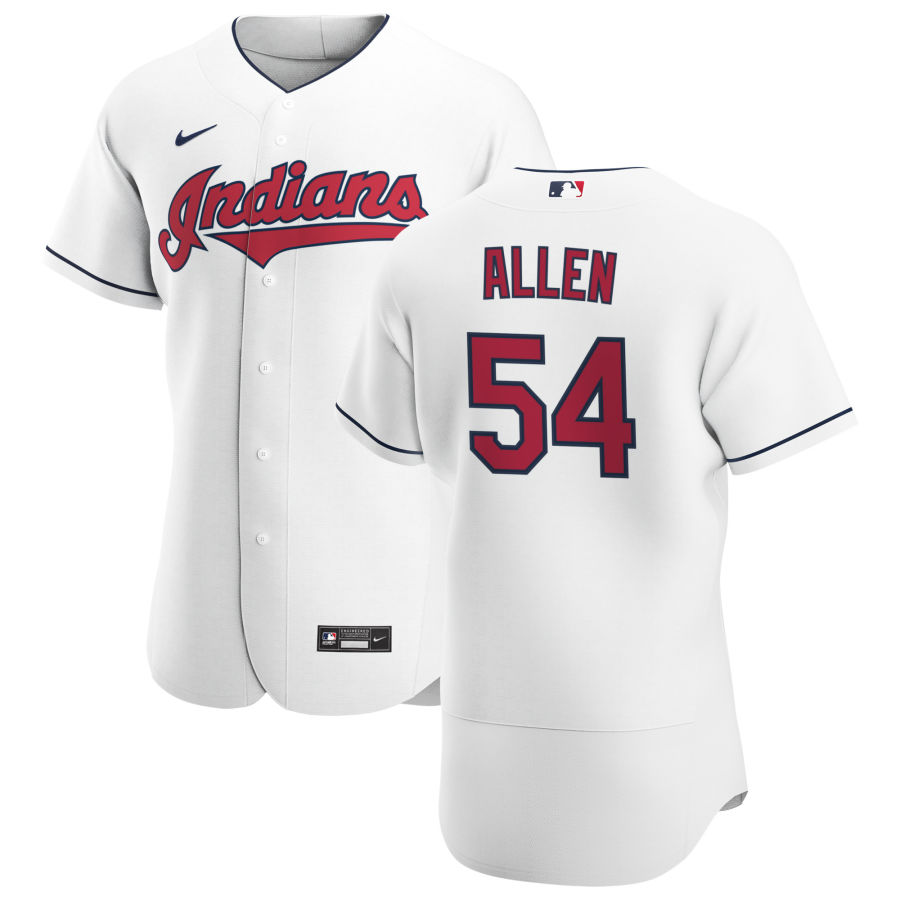 Cleveland Indians #54 Logan Allen Men's Nike White Home 2020 Authentic Team MLB Jersey Cleveland Indians #54 Logan Allen Men's Nike White Home 2020 Authentic Team MLB Jersey