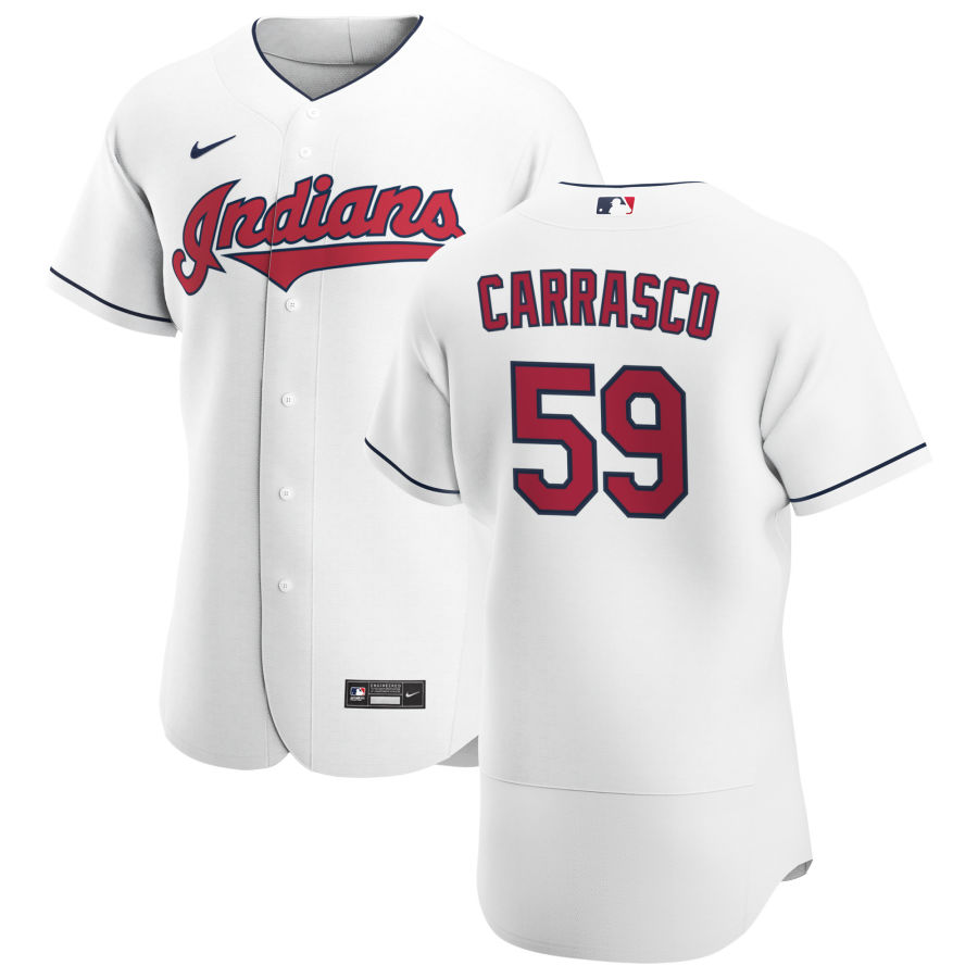 Cleveland Indians #59 Carlos Carrasco Men's Nike White Home 2020 Authentic Team MLB Jersey Cleveland Indians #59 Carlos Carrasco Men's Nike White Home 2020 Authentic Team MLB Jersey