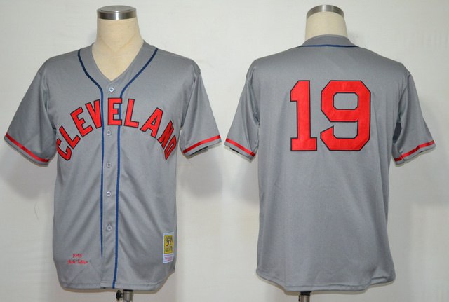 Cleveland Indians 19 Bob Feller grey Jerseys