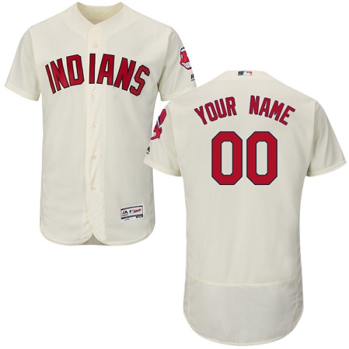 Cleveland Indians Cream Men's Customized Flexbase Jersey Cleveland Indians Cream Men's Customized Flexbase Jersey
