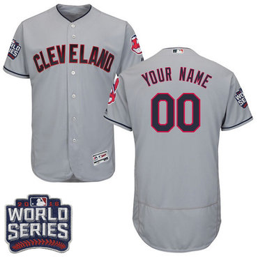 Cleveland Indians Gray World Series Men's Customized Flexbase Jersey Cleveland Indians Gray World Series Men's Customized Flexbase Jersey