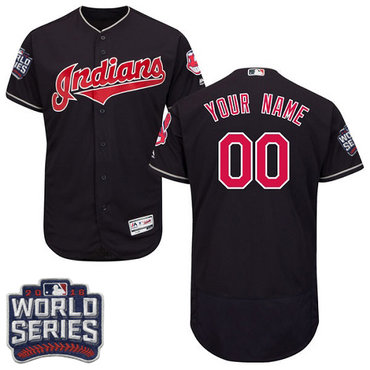 Cleveland Indians Navy World Series Men's Customized Flexbase Jersey Cleveland Indians Navy World Series Men's Customized Flexbase Jersey