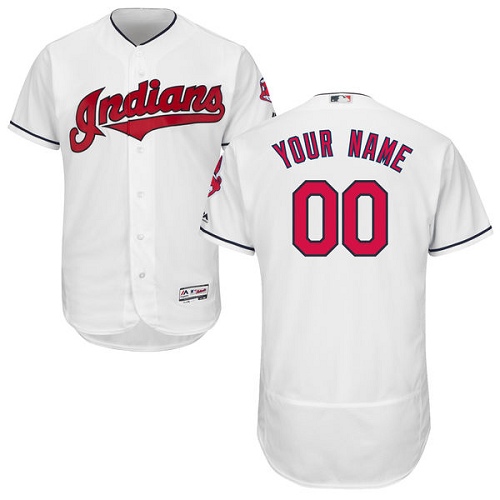 Cleveland Indians White Men's Customized Flexbase Jersey Cleveland Indians White Men's Customized Flexbase Jersey