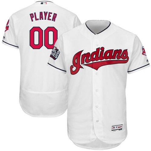 Cleveland Indians White World Series Men's Customized Flexbase Jersey Cleveland Indians White World Series Men's Customized Flexbase Jersey