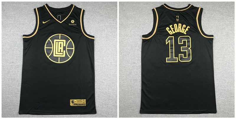 Clippers 13 Paul George Black Gold Nike Swingman Jersey Clippers 13 Paul George Black Gold Nike Swingman Jersey