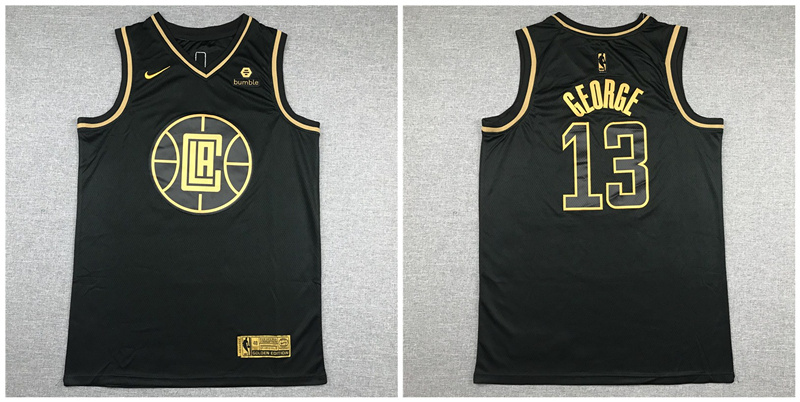 Clippers 13 Paul George Black Gold Nike Swingman Jersey Clippers 13 Paul George Black Gold Nike Swingman Jersey