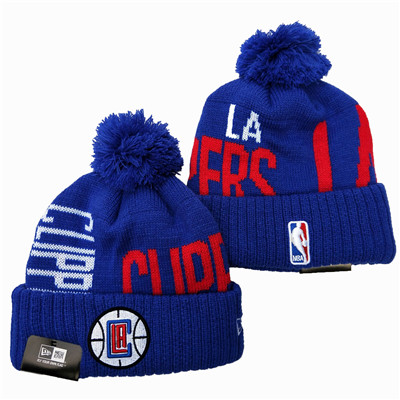 Clippers Team Logo Royal Wordmark Cuffed Pom Knit Hat YD Clippers Team Logo Royal Wordmark Cuffed Pom Knit Hat YD