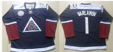 Colorado Avalanche #1 Semyon Varlamov Navy Blue Alternate Stitched NHL Jersey