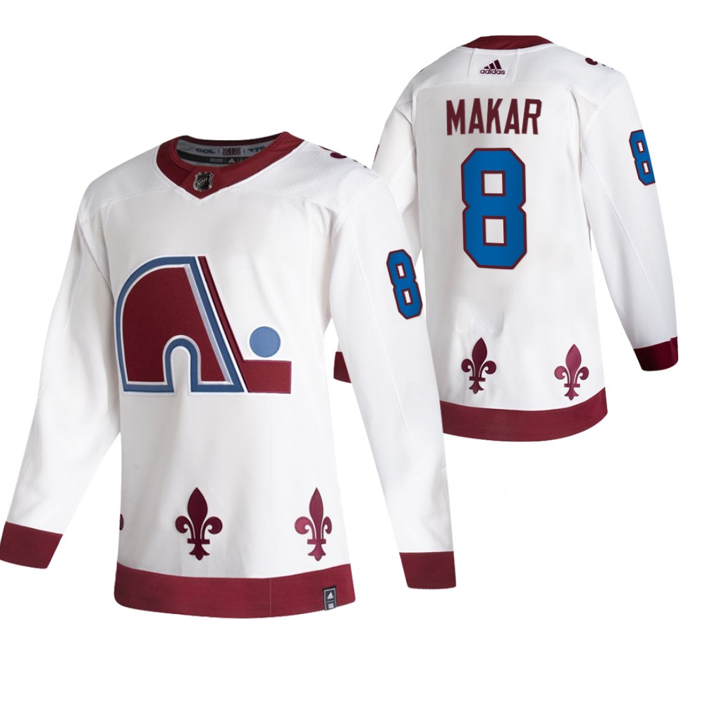 Colorado Avalanche #8 Cale Makar White Men's Adidas 2020-21 Reverse Retro Alternate NHL Jersey Colorado Avalanche #8 Cale Makar White Men's Adidas 2020-21 Reverse Retro Alternate NHL Jersey