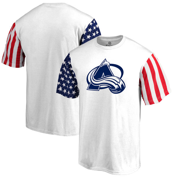 Colorado Avalanche Fanatics Branded Stars & Stripes T-Shirt White Colorado Avalanche Fanatics Branded Stars & Stripes T-Shirt White