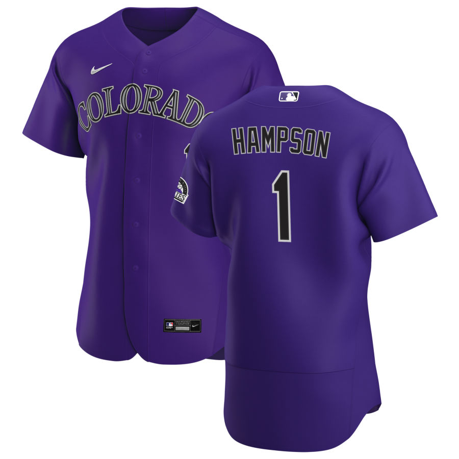 Colorado Rockies #1 Garrett Hampson Men's Nike Purple Alternate 2020 Authentic Player MLB Jersey Colorado Rockies #1 Garrett Hampson Men's Nike Purple Alternate 2020 Authentic Player MLB Jersey