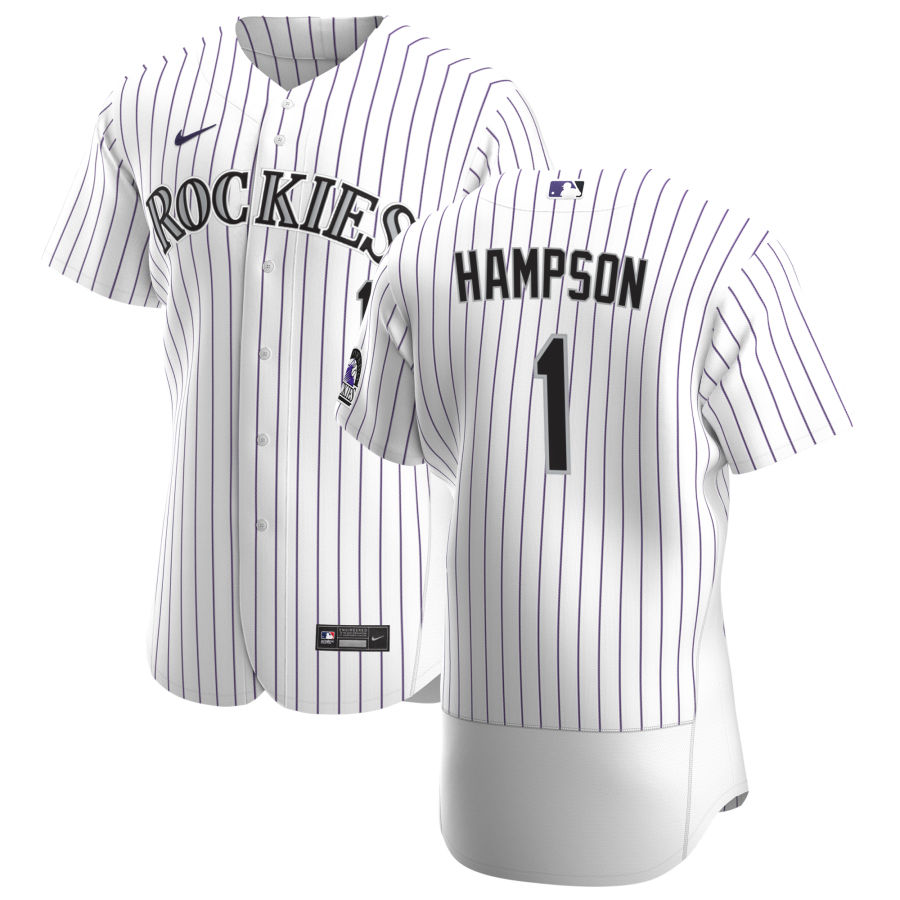 Colorado Rockies #1 Garrett Hampson Men's Nike White Home 2020 Authentic Player MLB Jersey Colorado Rockies #1 Garrett Hampson Men's Nike White Home 2020 Authentic Player MLB Jersey