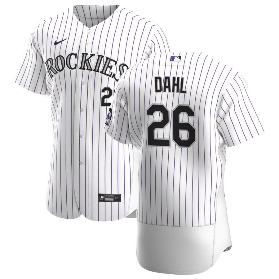Colorado Rockies #26 David Dahl Men's Nike White Home 2020 Authentic Player MLB Jersey Colorado Rockies #26 David Dahl Men's Nike White Home 2020 Authentic Player MLB Jersey