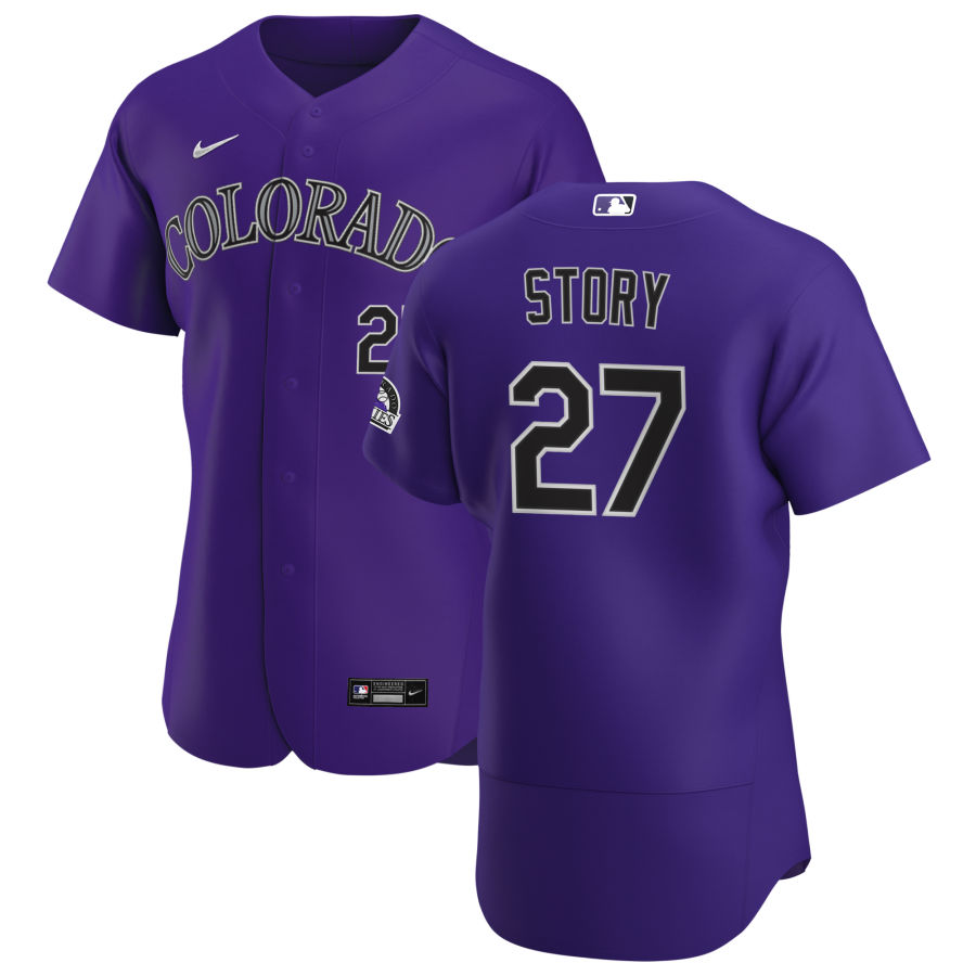 Colorado Rockies #27 Trevor Story Men's Nike Purple Alternate 2020 Authentic Player MLB Jersey Colorado Rockies #27 Trevor Story Men's Nike Purple Alternate 2020 Authentic Player MLB Jersey