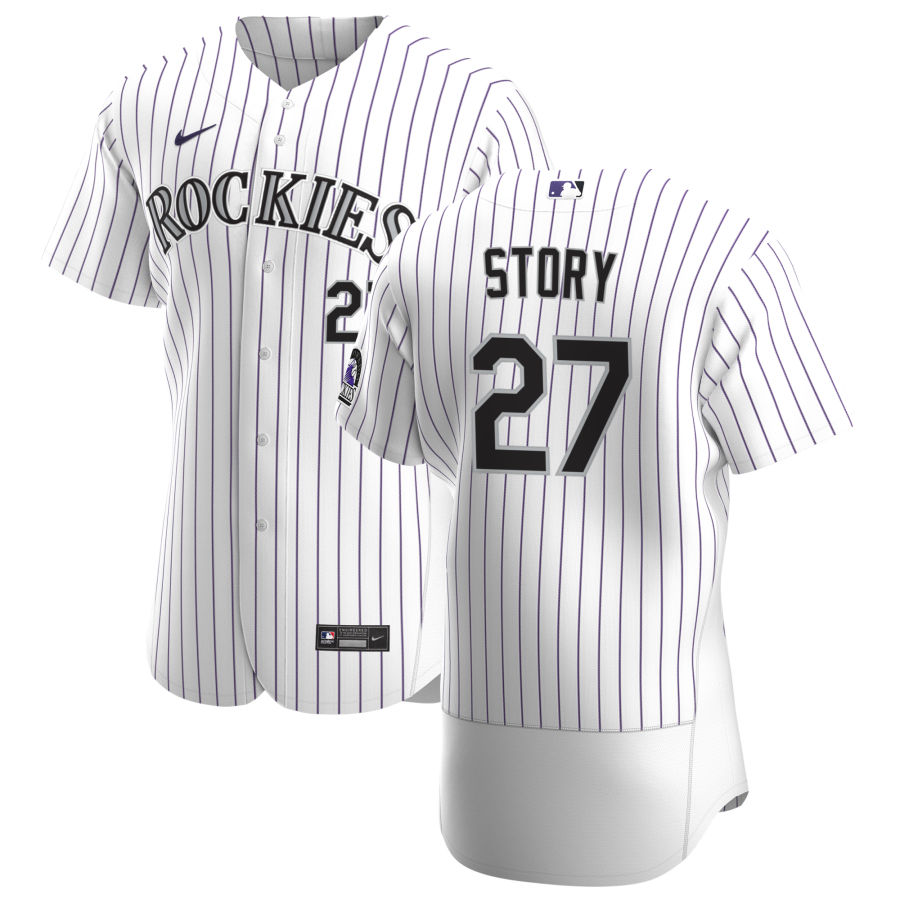 Colorado Rockies #27 Trevor Story Men's Nike White Home 2020 Authentic Player MLB Jersey Colorado Rockies #27 Trevor Story Men's Nike White Home 2020 Authentic Player MLB Jersey