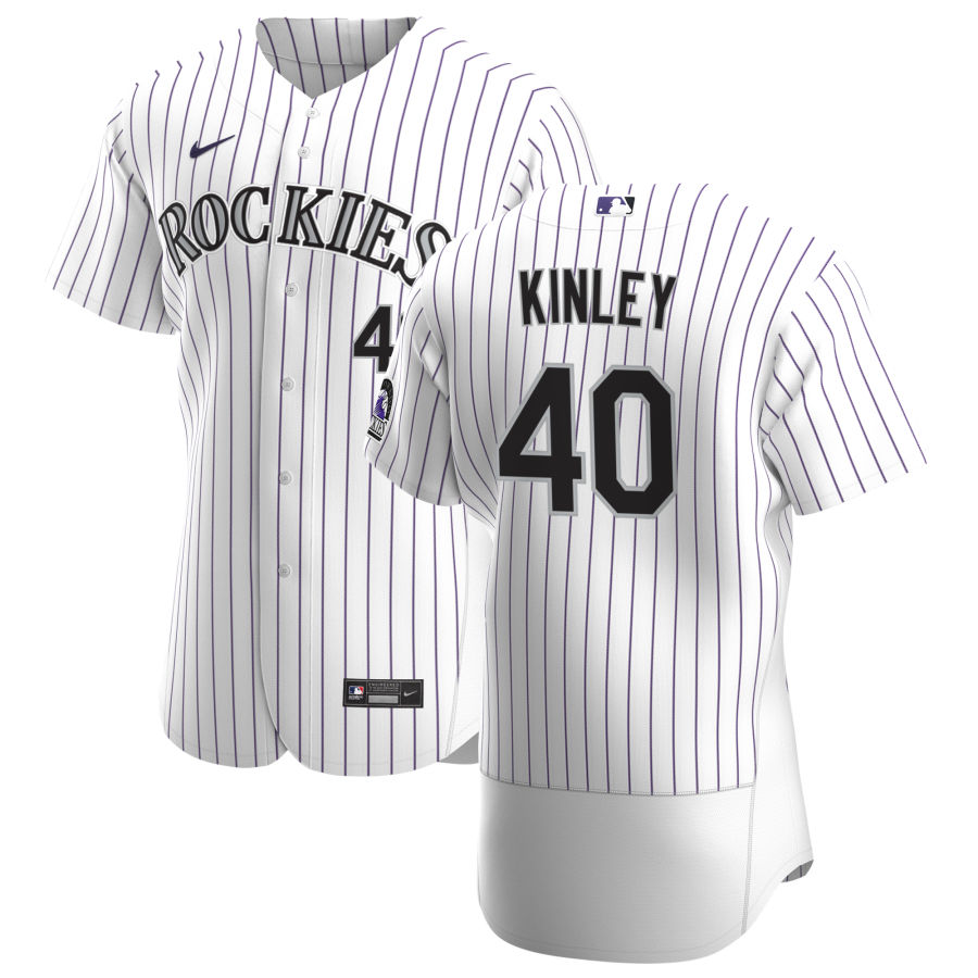 Colorado Rockies #40 Tyler Kinley Men's Nike White Home 2020 Authentic Player MLB Jersey Colorado Rockies #40 Tyler Kinley Men's Nike White Home 2020 Authentic Player MLB Jersey