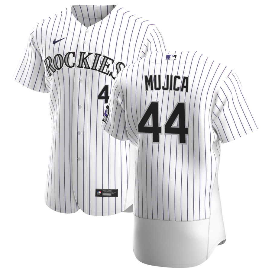 Colorado Rockies #44 Jose Mujica Men's Nike White Home 2020 Authentic Player MLB Jersey Colorado Rockies #44 Jose Mujica Men's Nike White Home 2020 Authentic Player MLB Jersey
