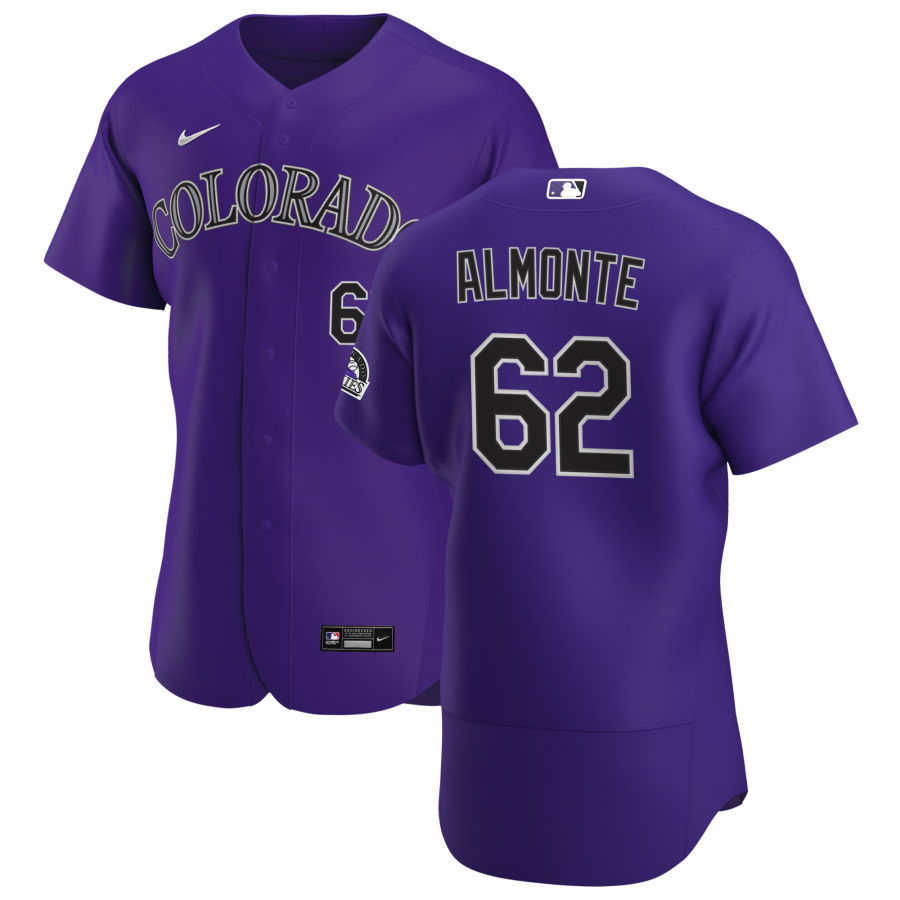 Colorado Rockies #62 Yency Almonte Men's Nike Purple Alternate 2020 Authentic Player MLB Jersey Colorado Rockies #62 Yency Almonte Men's Nike Purple Alternate 2020 Authentic Player MLB Jersey