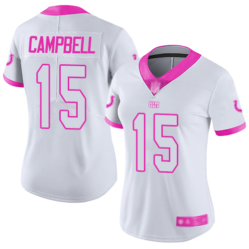Colts #15 Parris Campbell White Pink Women's Stitched Football Limited Rush Fashion Jersey Colts #15 Parris Campbell White Pink Women's Stitched Football Limited Rush Fashion Jersey