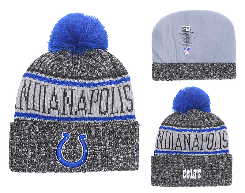 Colts Black 2018 NFL Sideline Pom Knit Hat YD