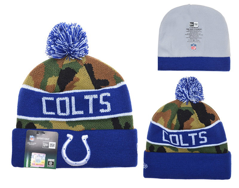 Colts Fresh Logo Camo Royal Pom Knit Hat YD