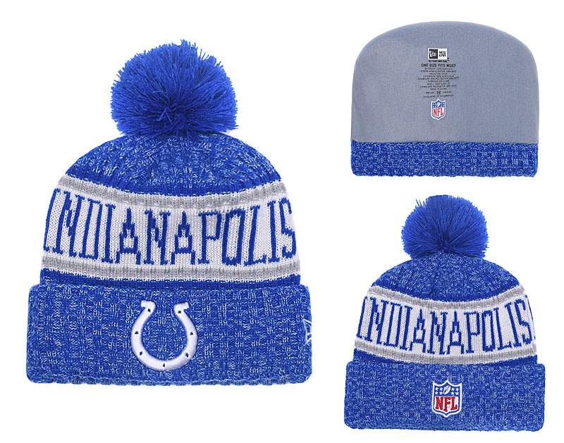 Colts Royal 2018 NFL Sideline Pom Knit Hat YD