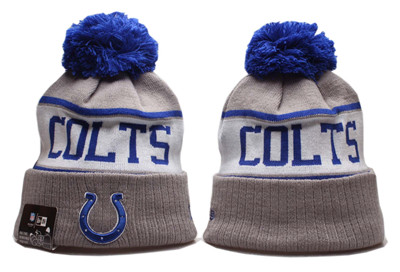 Colts Team Logo Gray White Pom Knit Hat YP