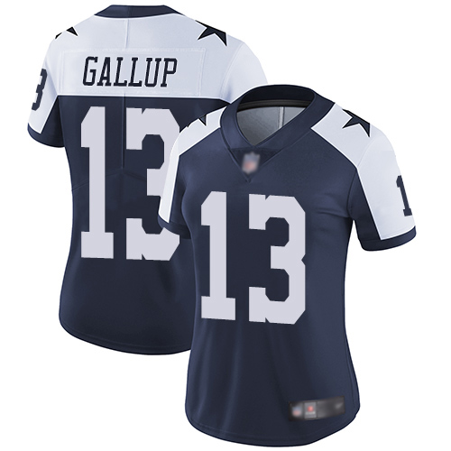 Cowboys #13 Michael Gallup Navy Blue Thanksgiving Women's Stitched Football Vapor Untouchable Limited Throwback Jersey Cowboys #13 Michael Gallup Navy Blue Thanksgiving Women's Stitched Football Vapor Untouchable Limited Throwback Jersey