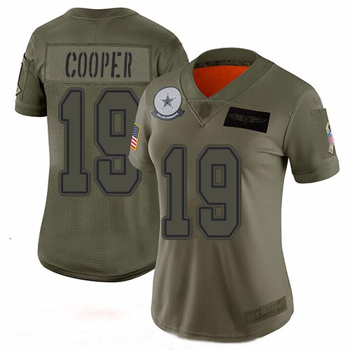 Cowboys #19 Amari Cooper Camo Women's Stitched Football Limited 2019 Salute to Service Jersey