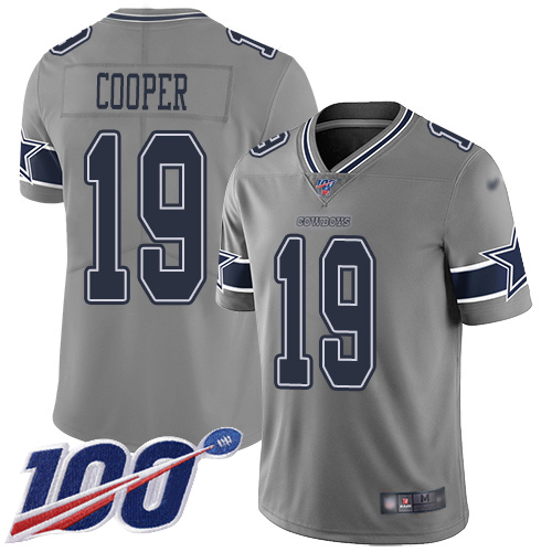 Cowboys #19 Amari Cooper Gray Youth Stitched Football Limited Inverted Legend 100th Season Jersey