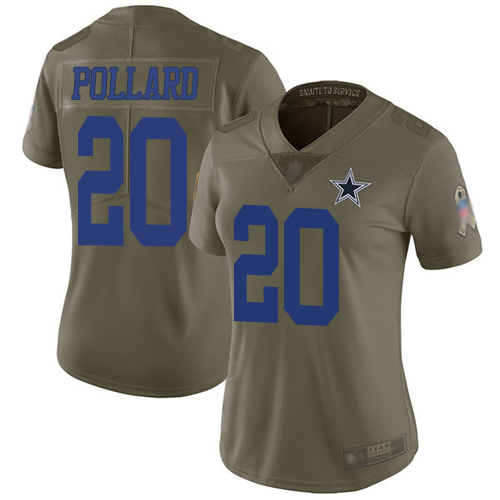 Cowboys #20 Tony Pollard Olive Women's Stitched Football Limited 2017 Salute to Service Jersey Cowboys #20 Tony Pollard Olive Women's Stitched Football Limited 2017 Salute to Service Jersey