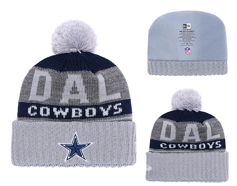 Cowboys Fresh Logo Gray Knit Hat With Pom YD