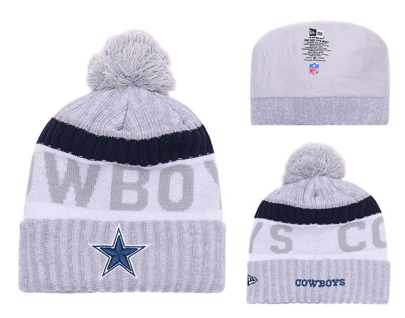 Cowboys Fresh Logo Gray Pom Knit Hat YD