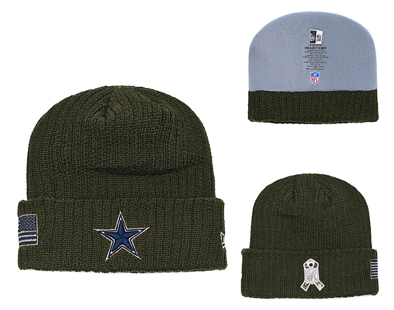 Cowboys Olive Salute To Service Cuffed Knit Hat YD