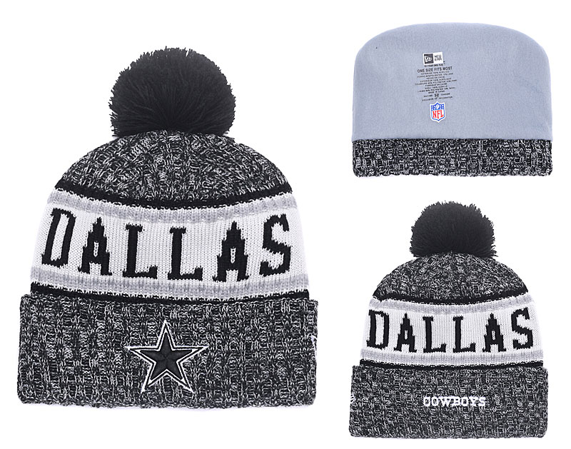 Cowboys Retro Black Pom Knit Hat YD