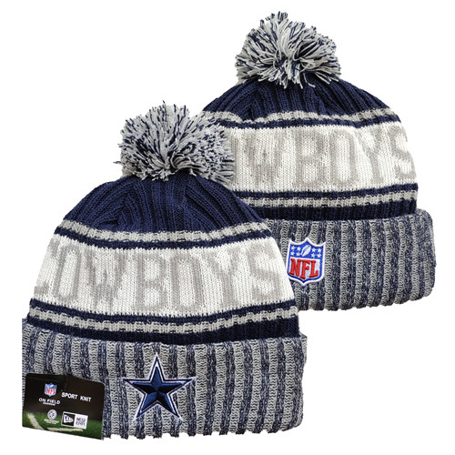 Cowboys Team Logo Blue Pom Cuffed Knit Hat YD