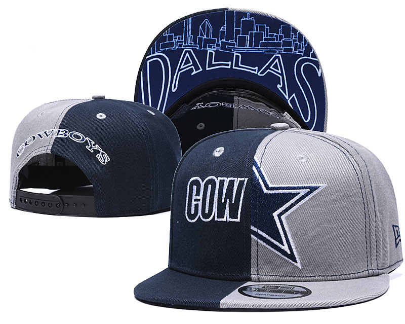 Cowboys Team Logo Navy Gray Adjustable Hat TX