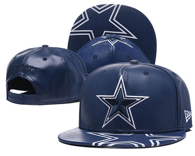 Cowboys Team Logo Navy Leather Adjustable Hat GS