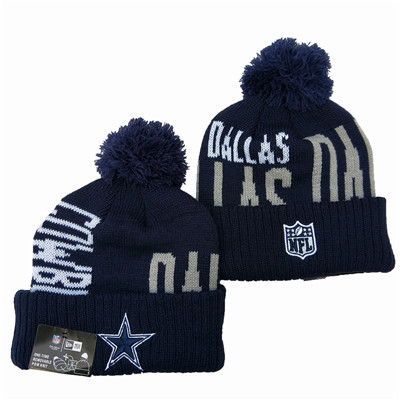Cowboys Team Logo Navy Pom Knit Hat YD