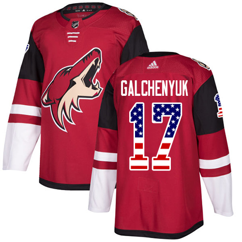 Coyotes #17 Alex Galchenyuk Maroon Home Authentic USA Flag Stitched Hockey Jersey Coyotes #17 Alex Galchenyuk Maroon Home Authentic USA Flag Stitched Hockey Jersey