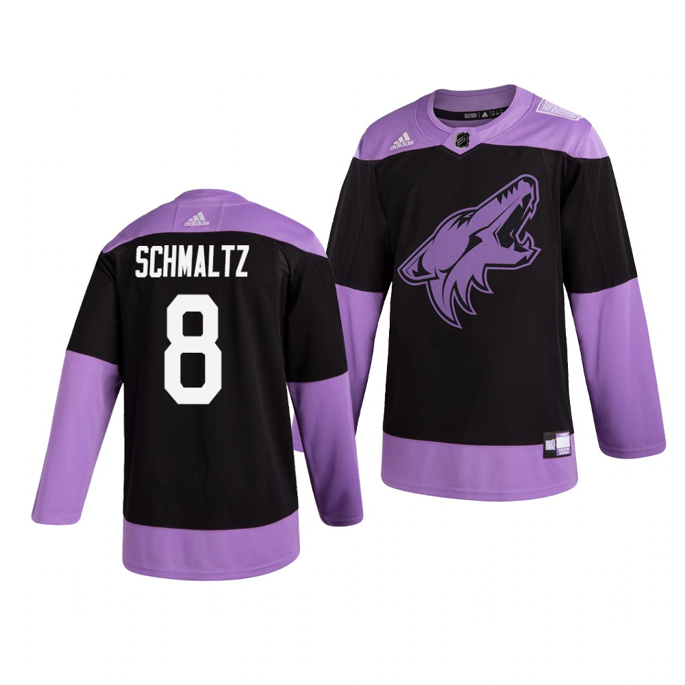 Coyotes 8 Nick Schmaltz Black Purple Hockey Fights Cancer Adidas Jersey Coyotes 8 Nick Schmaltz Black Purple Hockey Fights Cancer Adidas Jersey
