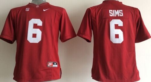 Crimson Tide #6 Blake Sims Red Stitched Youth NCAA Jersey Crimson Tide #6 Blake Sims Red Stitched Youth NCAA Jersey