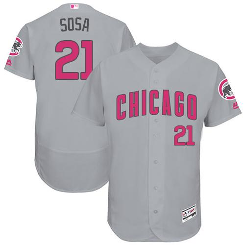 Cubs #21 Sammy Sosa Grey Flexbase Authentic Collection Mother's Day Stitched MLB Jersey
