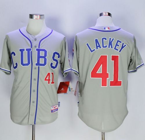 Cubs #41 John Lackey Grey Alternate Road Cool Base Stitched MLB Jersey