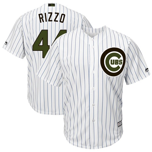 Cubs #44 Anthony Rizzo White(Blue Strip) New Cool Base 2018 Memorial Day Stitched Baseball Jersey