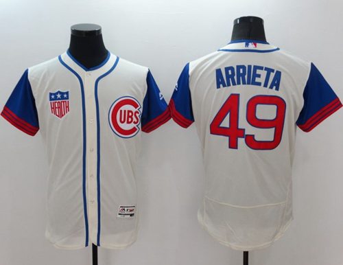 Cubs #49 Jake Arrieta Cream Blue Flexbase Authentic Collection 1942 Turn Back The Clock Stitched MLB Jersey